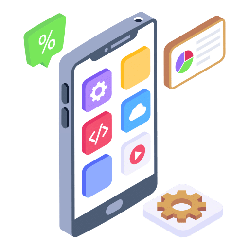 a cellphone with icons on the screen